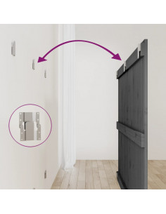 Testiera da Parete Grigia 147x3x90 cm in Legno Massello di Pino