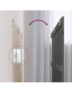 Testiera da Parete Grigia 185x3x90 cm in Legno Massello di Pino