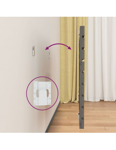 Testiera da Parete Grigia 206x3x63 cm in Legno Massello di Pino