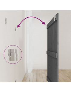 Testiera da Parete Grigia 95,5x3x90cm in Legno Massello di Pino