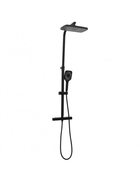 Set Soffione Doccia Duale con Miscelatore e Tubo Ottone Nero