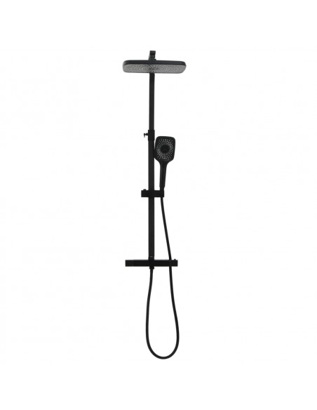 Set Soffione Doccia Duale con Miscelatore e Tubo Ottone Nero