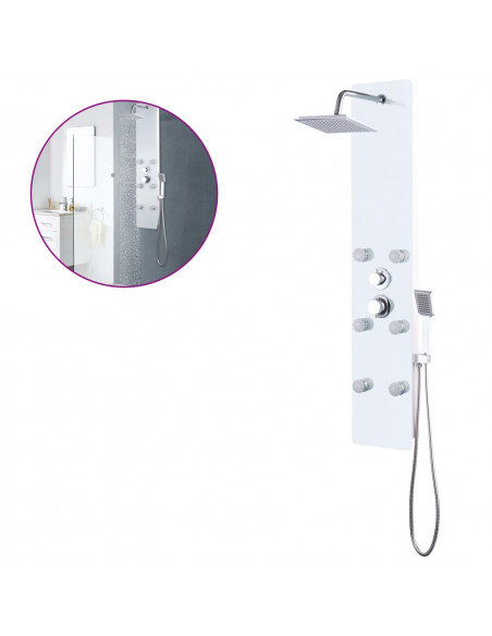 Pannello Doccia in Vetro 25x44,6x130 cm Bianco