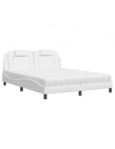 Letto con Materasso Bianco 160x200 cm in Similpelle