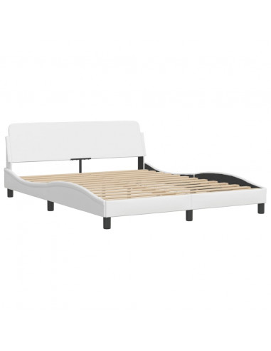 Letto con Materasso Bianco 160x200 cm in Similpelle