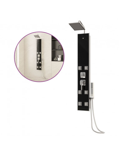 Pannello Doccia in Vetro 18x45,5x130 cm Nero