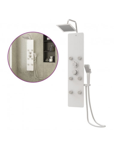 Pannello Doccia in Vetro 25x47,5x130 cm Bianco