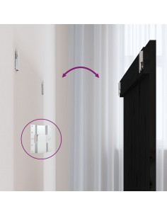 Testiera da Parete Nera 108x3x90 cm in Legno Massello di Pino