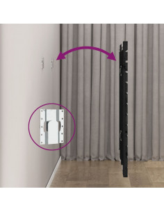 Testiera da Parete Nera 126x3x91,5cm in Legno Massello di Pino