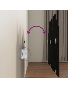 Testiera da Parete Nera 127,5x3x80 cm in Legno Massello di Pino