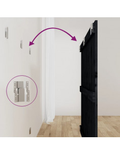 Testiera da Parete Nera 127,5x3x90 cm in Legno Massello di Pino