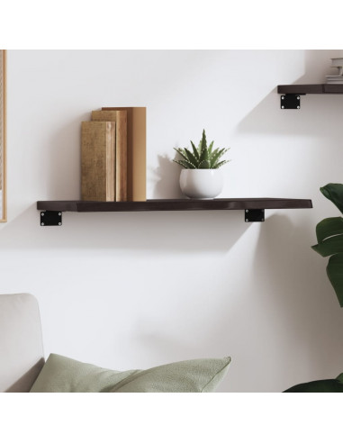 Ripiano Muro Marrone Scuro 60x20x2 cm Massello Rovere Trattato