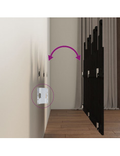 Testiera da Parete Nera 146,5x3x80 cm in Legno Massello di Pino