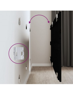 Testiera da Parete Nera 147x3x60 cm in Legno Massello di Pino