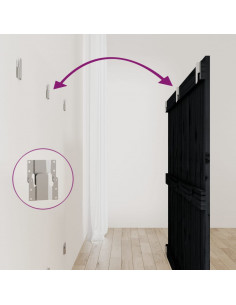 Testiera da Parete Nera 147x3x90 cm in Legno Massello di Pino