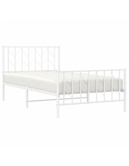 Giroletto con Testiera e Pediera Metallo Bianco 100x190 cm