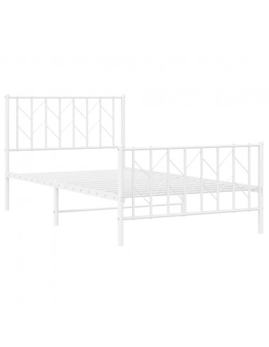 Giroletto con Testiera e Pediera Metallo Bianco 100x190 cm