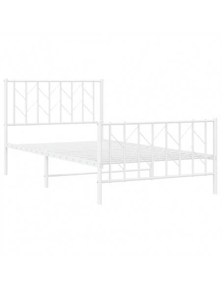 Giroletto con Testiera e Pediera Metallo Bianco 100x190 cm