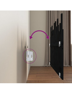 Testiera da Parete Nera 166x3x80 cm in Legno Massello di Pino