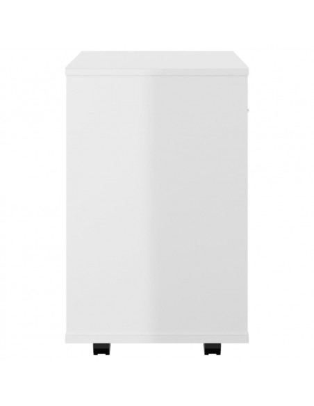 Mobiletto con Ruote Bianco Lucido 46x36x59 cm Legno Multistrato