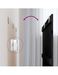 Testiera da Parete Nera 166x3x90 cm in Legno Massello di Pino