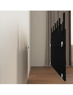 Testiera da Parete Nera 185x3x80 cm in Legno Massello di Pino