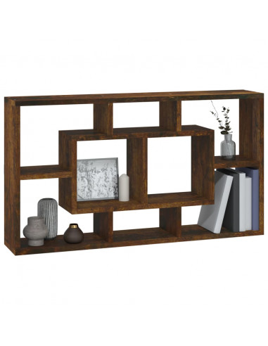 Scaffale a Muro 8 Scomparti Rovere Fumo