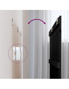 Testiera da Parete Nera 185x3x90 cm in Legno Massello di Pino