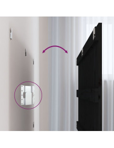 Testiera da Parete Nera 204x3x60 cm in Legno Massello di Pino