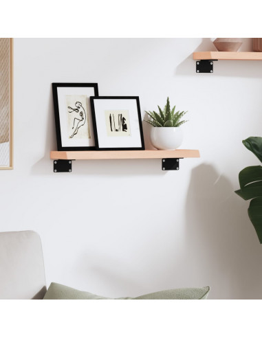 Ripiano a Parete 40x10x2 cm Legno Massello Rovere Non Trattato