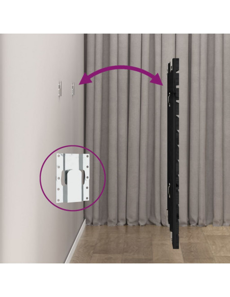 Testiera da Parete Nera 81x3x91,5cm in Legno Massello di Pino