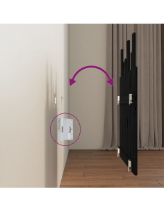 Testiera da Parete Nera 82,5x3x80 cm in Legno Massello di Pino