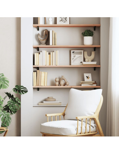 Ripiano a Parete 80x20x2 cm Legno Massello Rovere Non Trattato