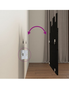 Testiera da Parete Nera 95,5x3x80 cm in Legno Massello di Pino