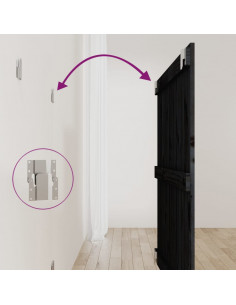 Testiera da Parete Nera 95,5x3x90 cm in Legno Massello di Pino