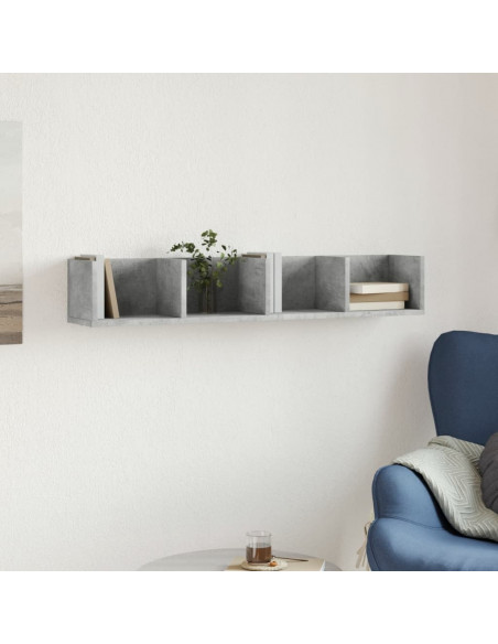 Mobile a Parete Grigio Cemento 99x18x16,5 cm Legno Multistrato