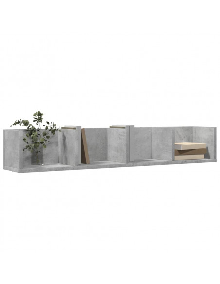 Mobile a Parete Grigio Cemento 99x18x16,5 cm Legno Multistrato