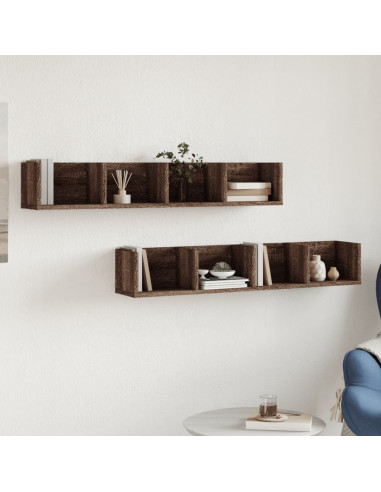 Mobili Parete 2 pz Rovere Marrone 99x18x16,5 cm in Multistrato