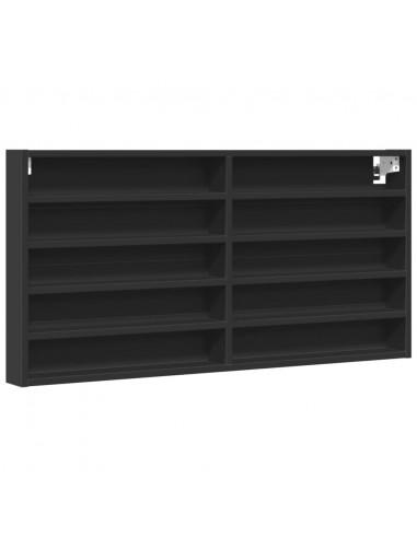 Armadietto con Vetrina Nero 100x8,5x50 cm in Legno Multistrato