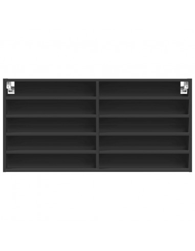 Armadietto con Vetrina Nero 100x8,5x50 cm in Legno Multistrato