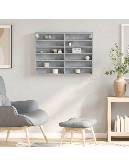 Armadietto Vetrina Grigio Cemento 80x8,5x58 cm Multistrato