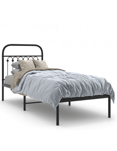 Giroletto con Testiera in Metallo Nero 80x200 cm