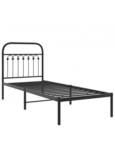 Giroletto con Testiera in Metallo Nero 80x200 cm