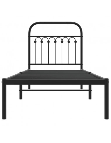 Giroletto con Testiera in Metallo Nero 80x200 cm