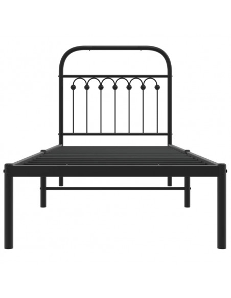 Giroletto con Testiera in Metallo Nero 80x200 cm