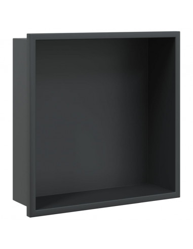 Nicchia per Doccia Nero Opaco 32x32x9cm in Acciaio Inox