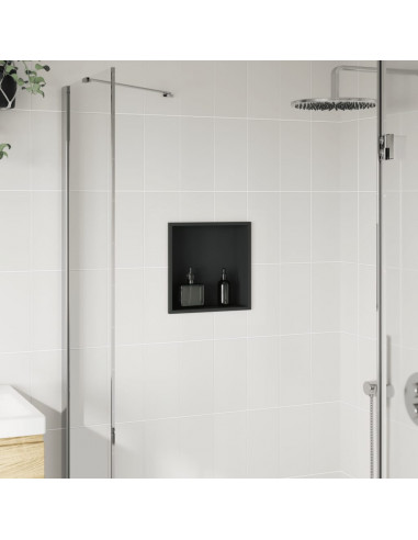 Nicchia per Doccia Nero Opaco 32x32x9cm in Acciaio Inox