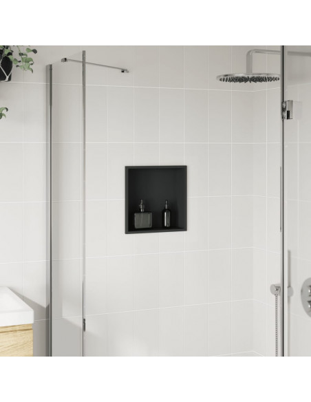 Nicchia per Doccia Nero Opaco 32x32x9cm in Acciaio Inox