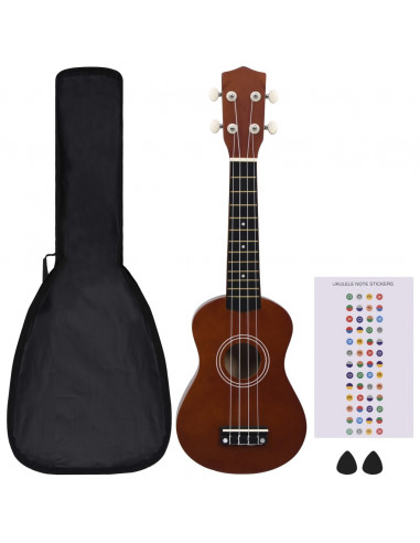 Set Ukulele Soprano con Borsa per Bambini Legno Naturale 21"