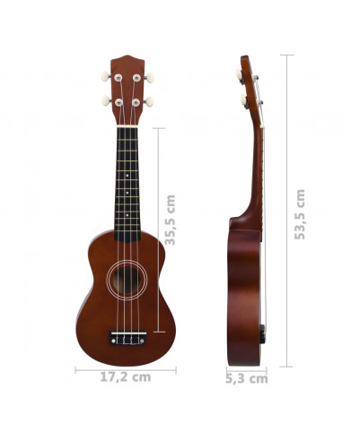 Set Ukulele Soprano con Borsa per Bambini Legno Naturale 21"